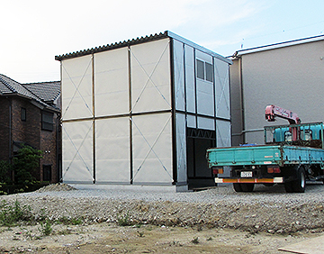 大阪府岸和田市 塗装会社様事務所倉庫 中古プレハブ
