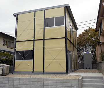 京都市資材倉庫用2階建てプレハブ 施工事例