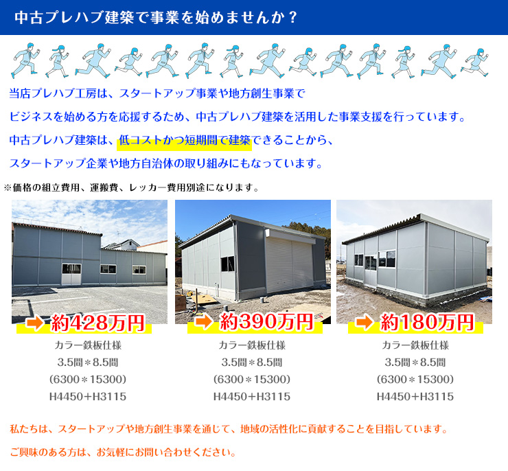 中古プレハブ建築で事業を始めませんか